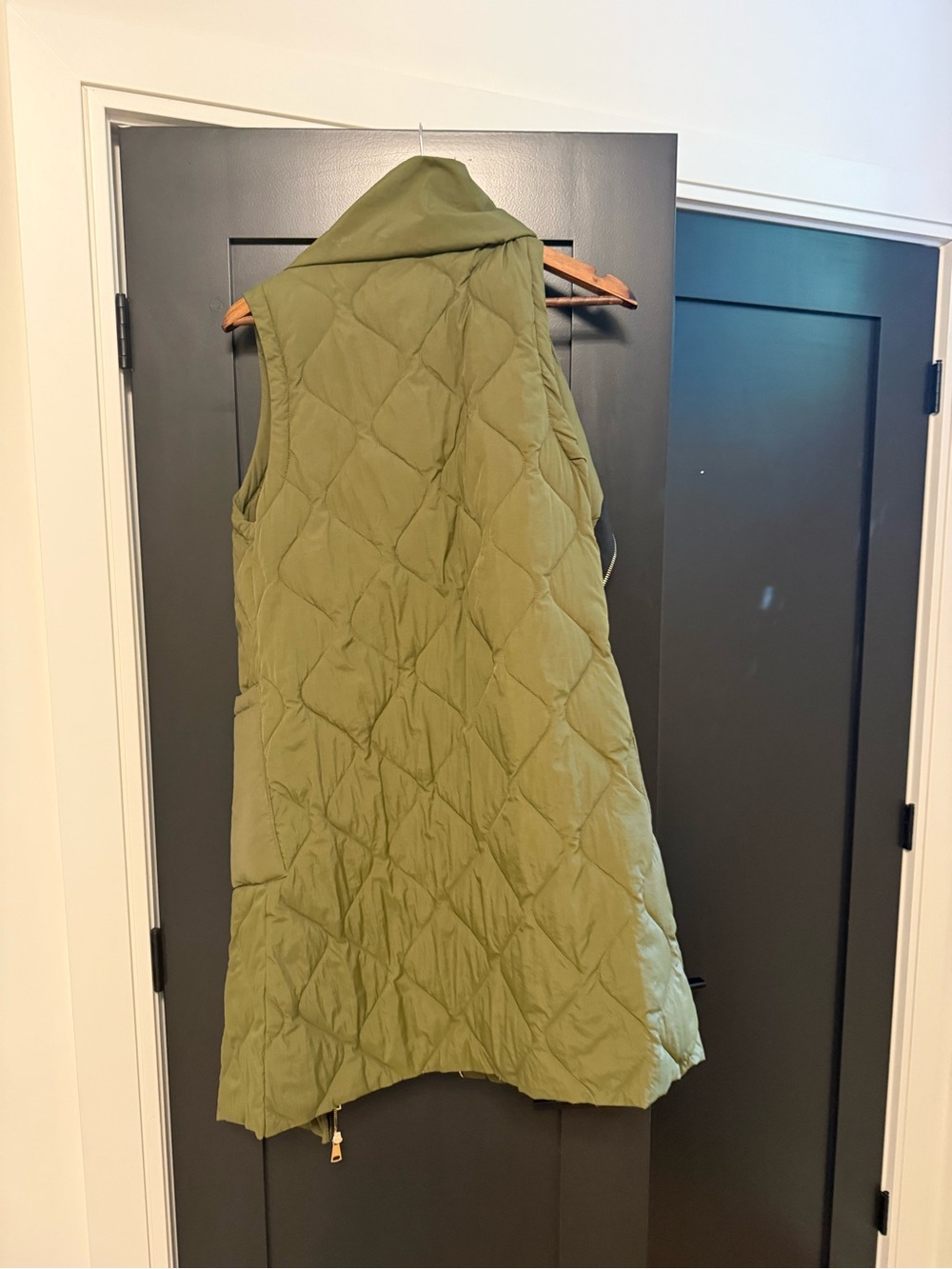 Olive Green Quilted Women's Long Vest